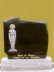 Black Granite SM003 Stone with Image on Grey Granite Base