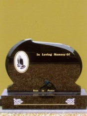 Black Granite Oval with praying hands on Black Base
